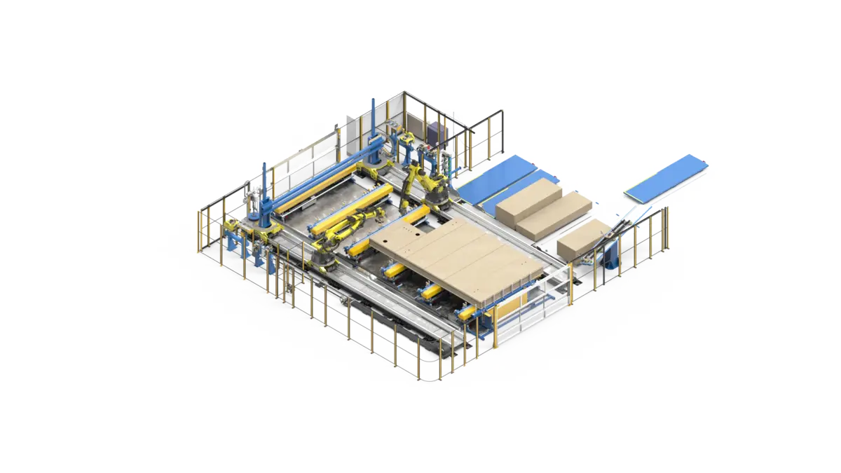 ZeroLabor robot cell for floor cassettes, isometric view
