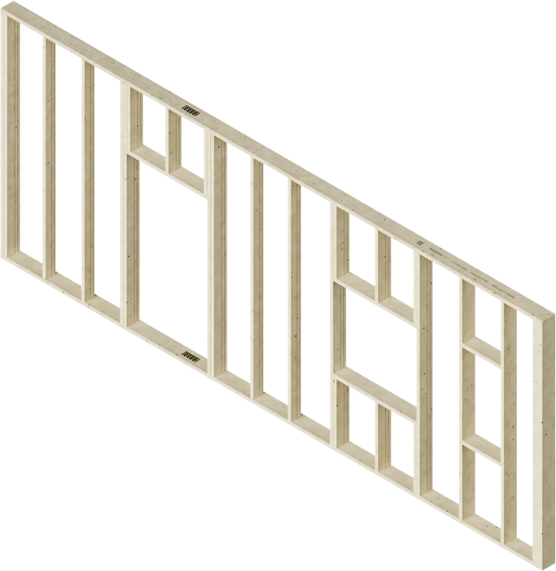A timber wall frame - the element an AutoWall Frame line produces