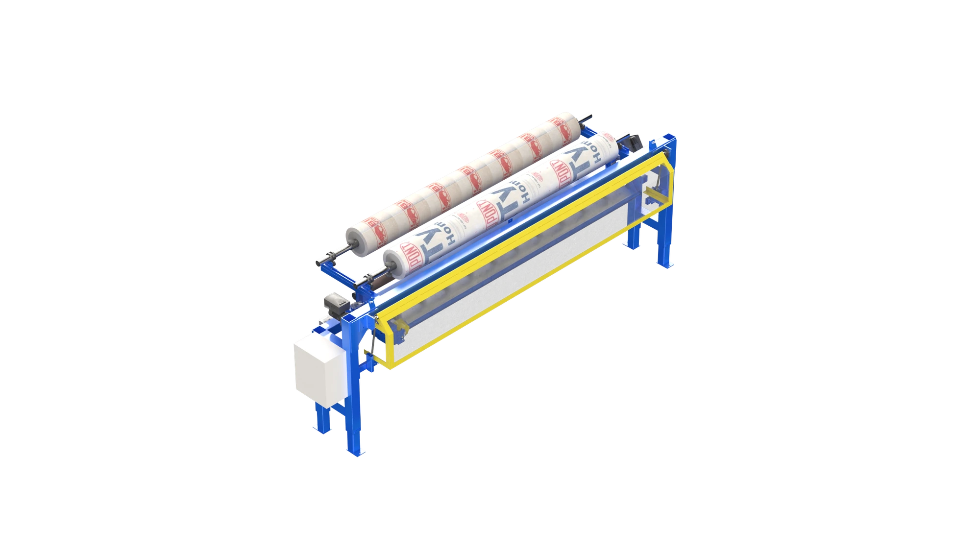 AutoWall double membrane unwinder applying membrane to the sheathed face
