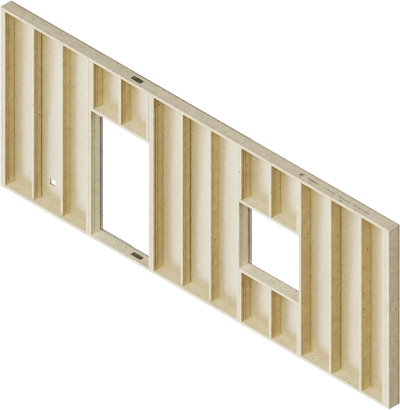 An open wall panel, sheathed on one side - the AutoWall Open Panels element