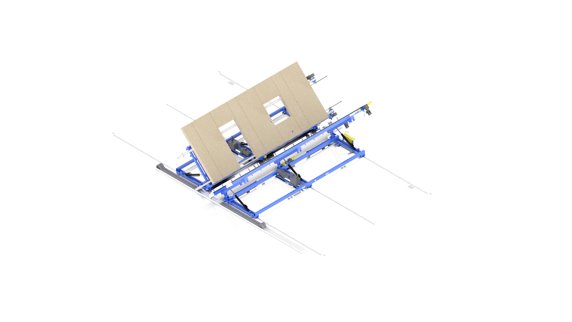 AutoWall turning system for full-size wall elements, isometric view