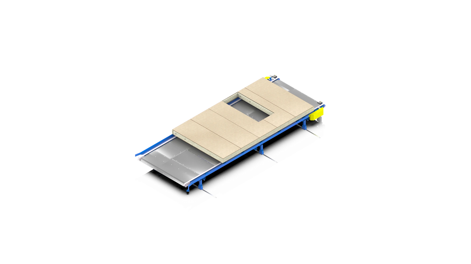 AutoWall operator work table built into the line, isometric view