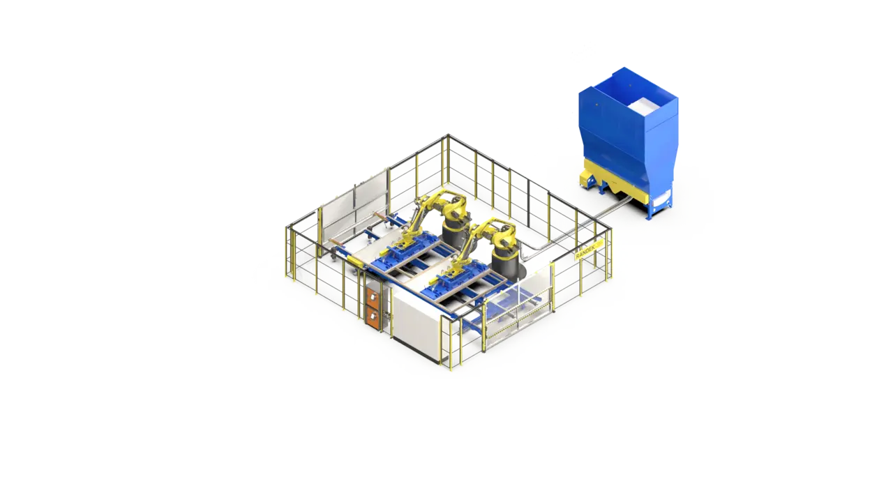 AutoWall robotic insulation cell, isometric view