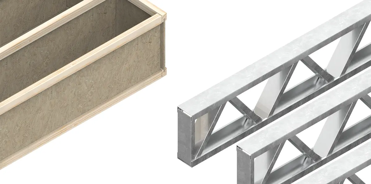 A timber floor cassette and light gauge steel open-web joists