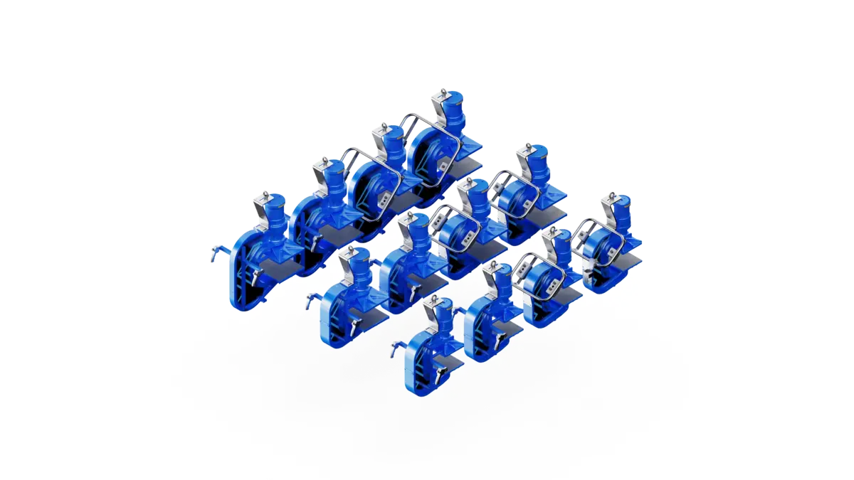 Randek C-press heads for Truss System NT in several sizes, isometric view