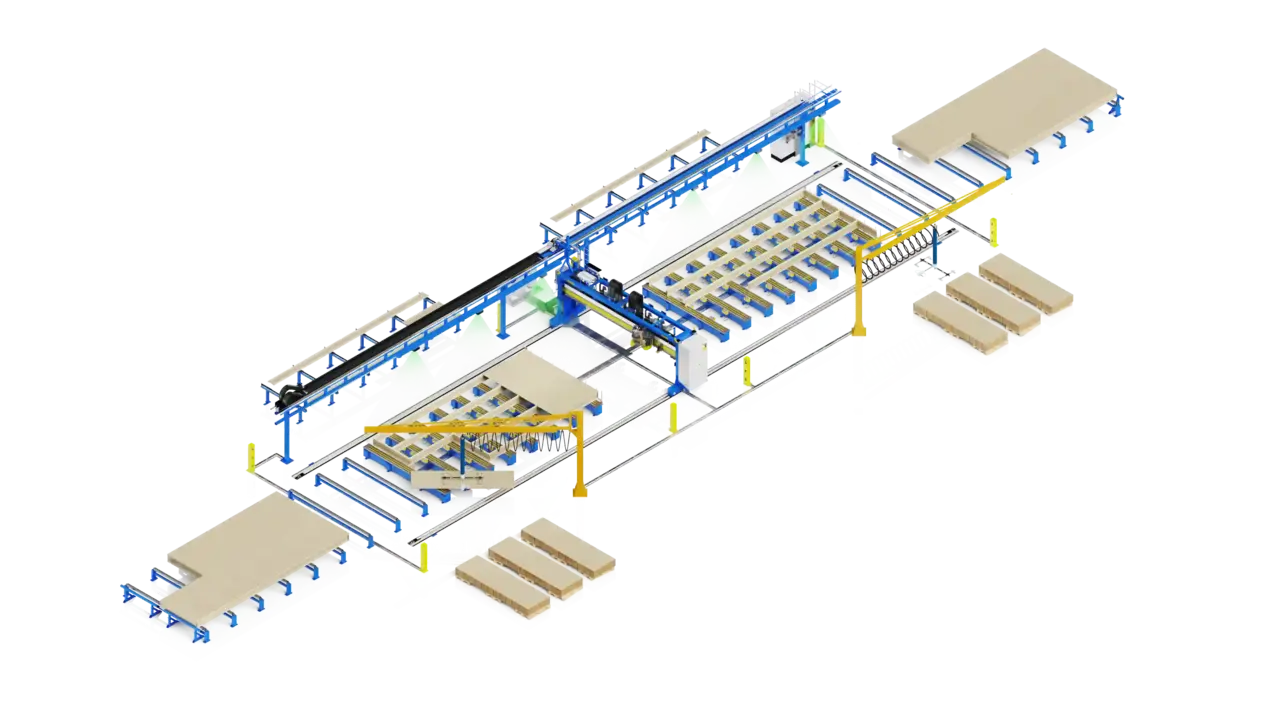 Randek EasyFloor line with a double jig station, isometric view
