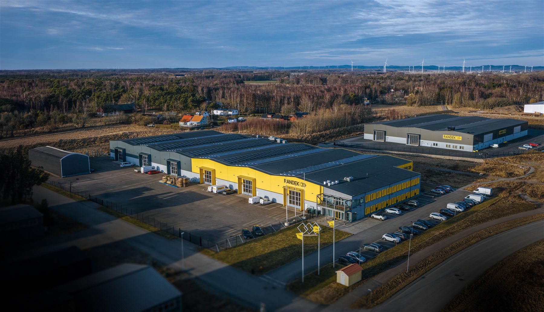 Randek headquarters in Falkenberg, Sweden, seen from the air
