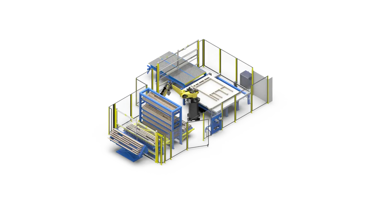 AutoWall robotic sub-assembly station, isometric view